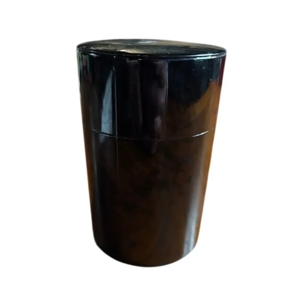 Vintage Japanese Black Lacquerware Tea Canister Chazutsu Floral Gold Maki-e J